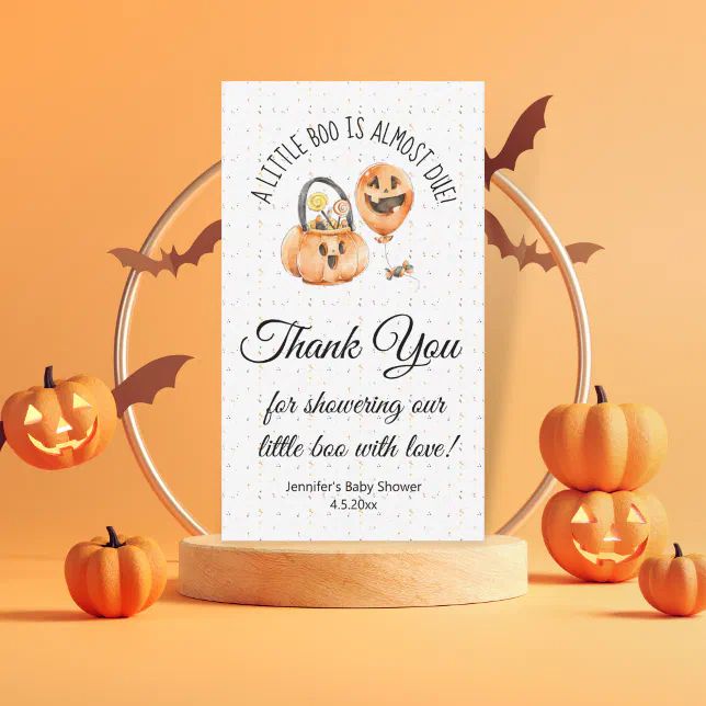 little boo, cute halloween baby shower thank you note card | Zazzle