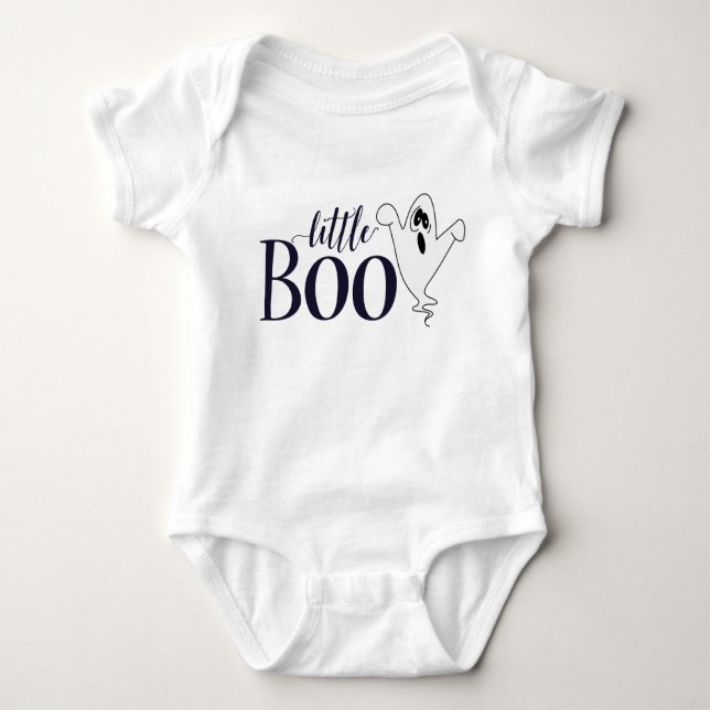 Little Boo Cute Halloween Ghost Baby Bodysuit (Front)
