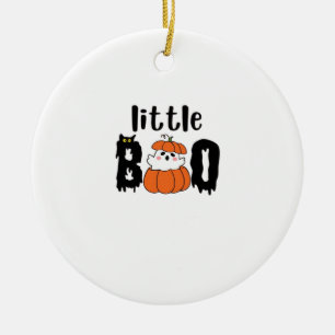 Little Boo Cute Halloween Pumpkin Cat Vintage Styl Ceramic Ornament