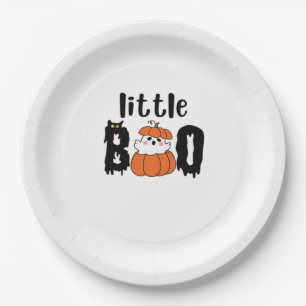 Little Boo Cute Halloween Pumpkin Cat Vintage Styl Paper Plates