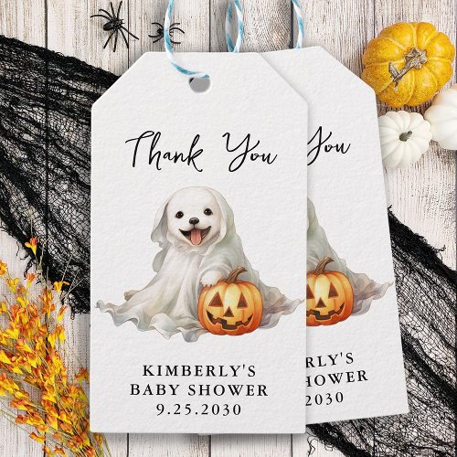 Little Boo Cute Halloween Simple Baby Shower Gift Tags