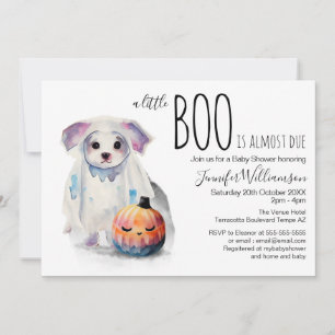 Little Boo Cute Halloween Simple Baby Shower Invitation