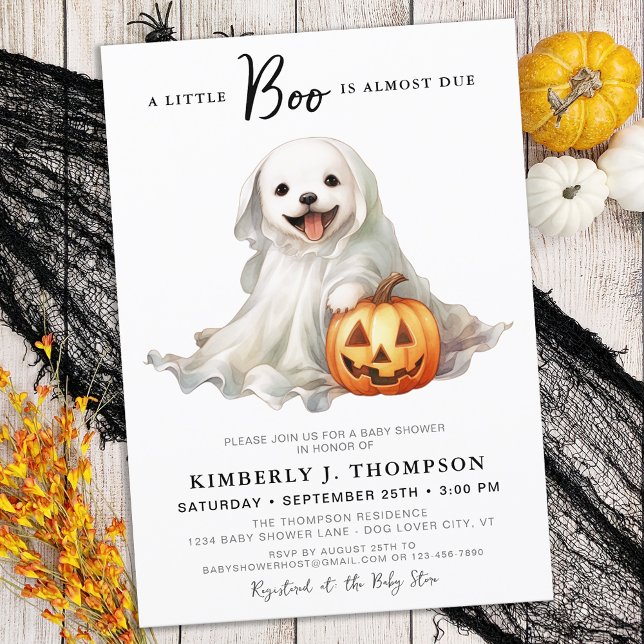 Little Boo Cute Halloween Simple Baby Shower Invitation (Creator Uploaded)