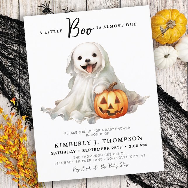 Little Boo Cute Halloween Simple Baby Shower Invitation Postcard (Creator Uploaded)