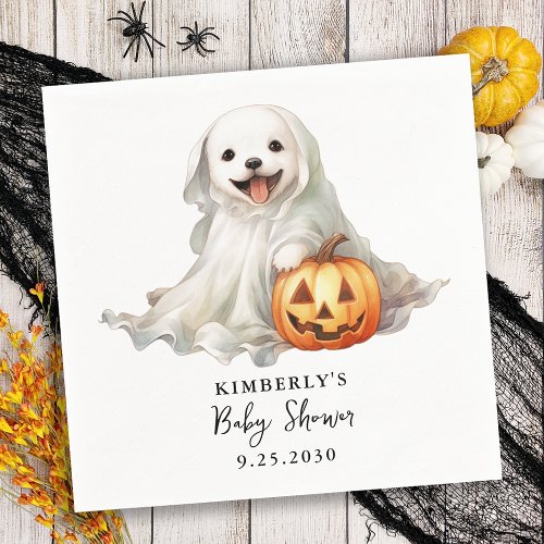 Little Boo Cute Halloween Simple Baby Shower Napkins