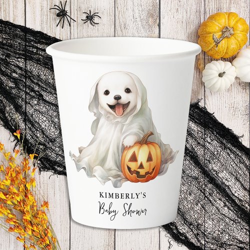 Little Boo Cute Halloween Simple Baby Shower Paper Cups