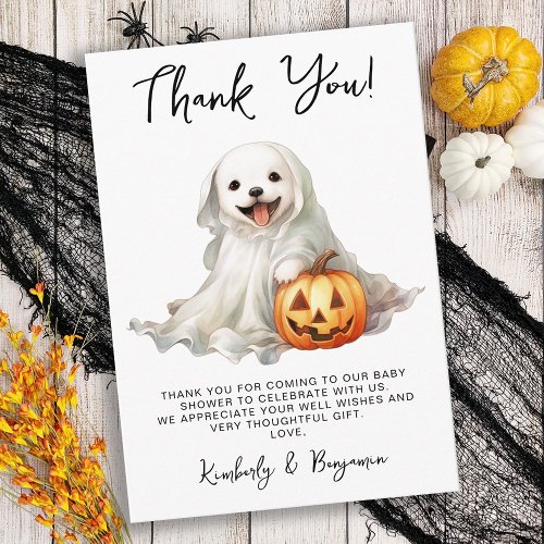 Little Boo Cute Halloween Simple Baby Shower  Thank You Card