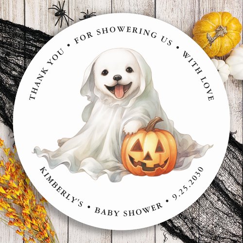 Little Boo Cute Halloween Thank You Baby Shower  Classic Round Sticker