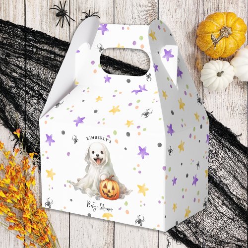 Little Boo Cute Halloween Watercolor Baby Shower Favor Boxes