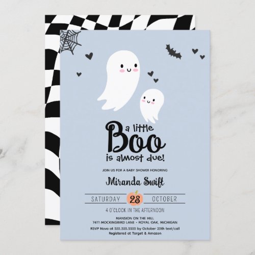 Little Boo Cute Mommy Baby Ghost Halloween Shower Invitation