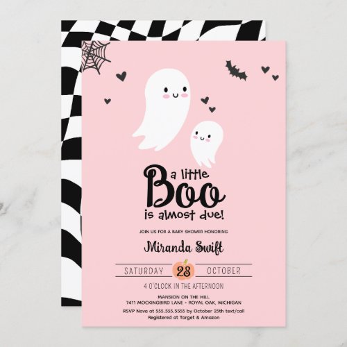 Little Boo Cute Mommy Baby Ghost Halloween Shower Invitation