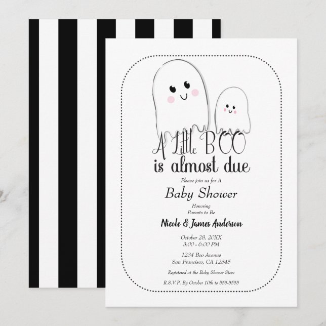 Little BOO Due Ghost Halloween Baby Shower Invitation (Front/Back)