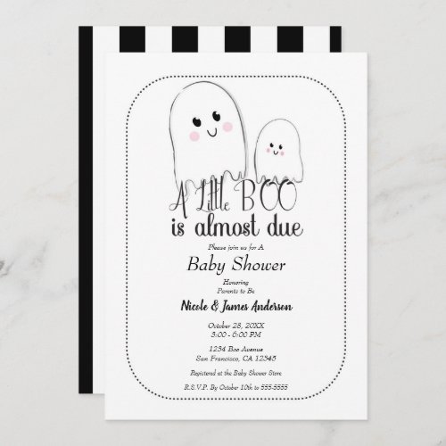 Little BOO Due Ghost Halloween Baby Shower Invitation