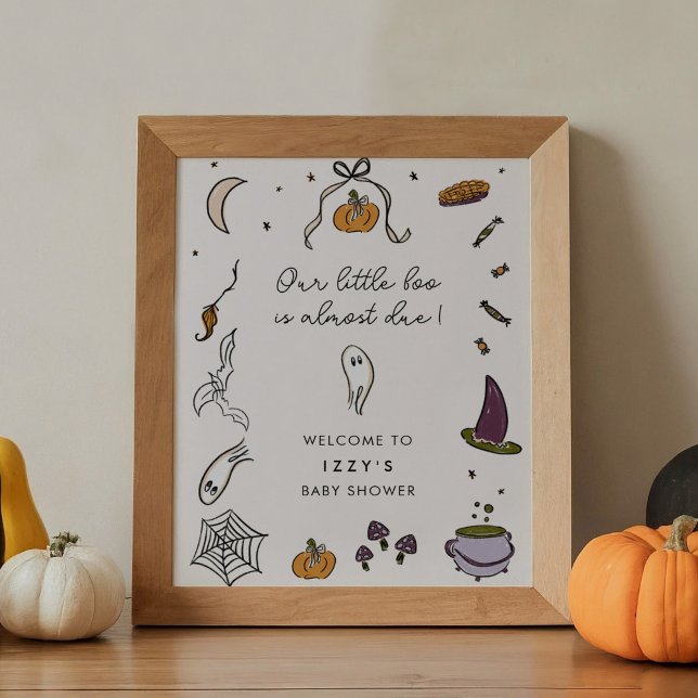 Little Boo Due Halloween Baby Shower Welcome Sign (Our Little Boo is almost Due Halloween Baby Shower Welcome Sign)