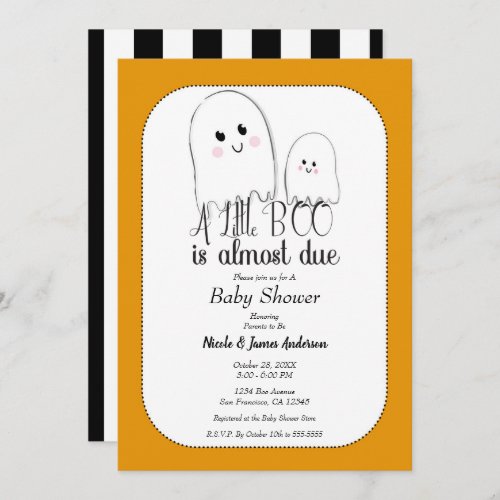 Little BOO Due Halloween Ghost Baby Shower   Invitation