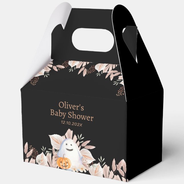 Little Boo Elegant Boho Ghost Baby Shower  Favor Boxes (Front)