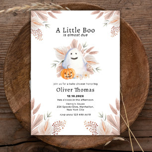 Little Boo Fall Boho Ghost Halloween Baby Shower Invitation