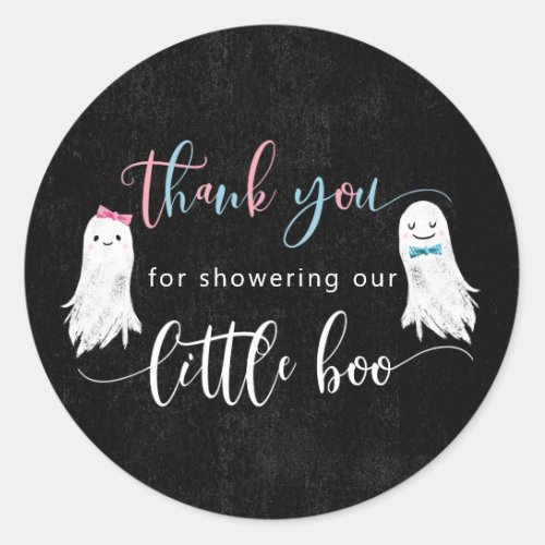 Little Boo Gender Reveal Party Classic Round Sticker