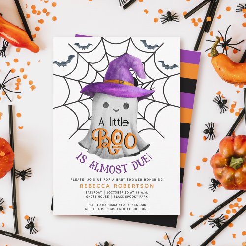 Little BOO ghost and stripes Halloween baby shower Invitation