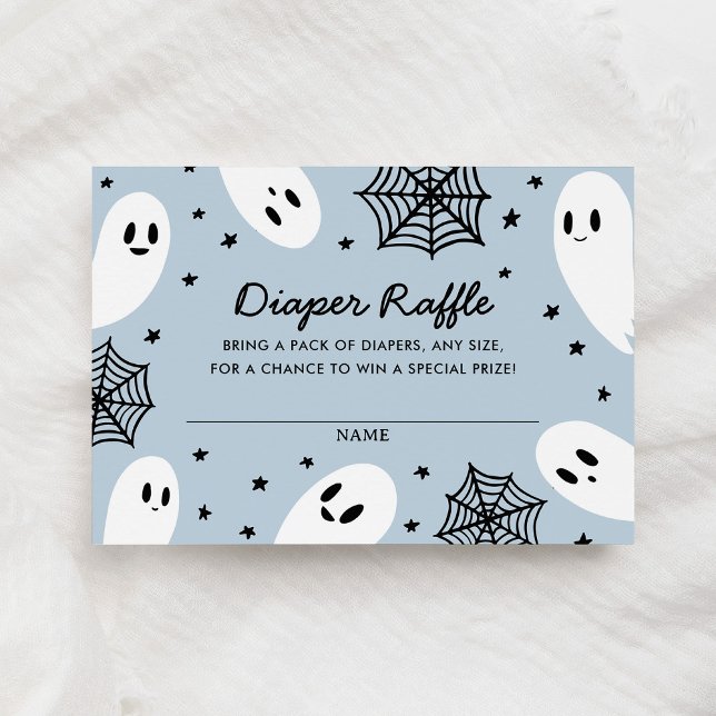 Little Boo Ghost Baby Shower Diaper Raffle Ticket Enclosure Card (Creator Uploaded)