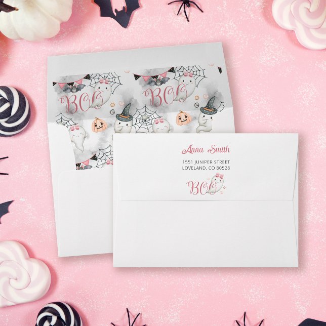 Little Boo Ghost Baby Shower Return Address Envelope (Creator Uploaded)