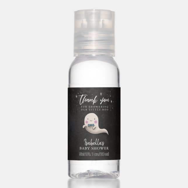 Little Boo Ghost Bow Tie Halloween Baby Shower Hand Sanitizer (Front)