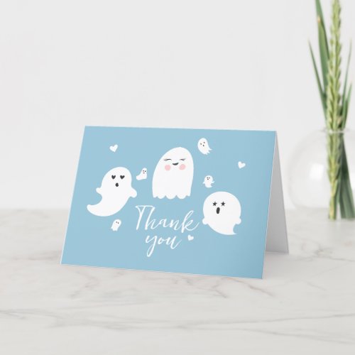 Little Boo Ghost Boy Baby Shower Thank You Card