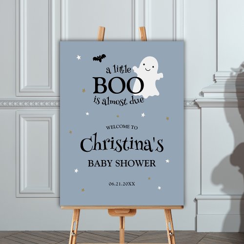 Little Boo Ghost Boy Baby Shower Welcome Sign