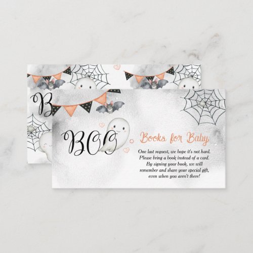 Little Boo Ghost Fall Baby Shower Books for Baby Enclosure Card