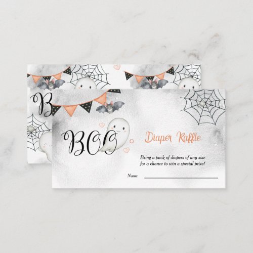 Little Boo Ghost Fall Baby Shower Diaper Raffle Enclosure Card
