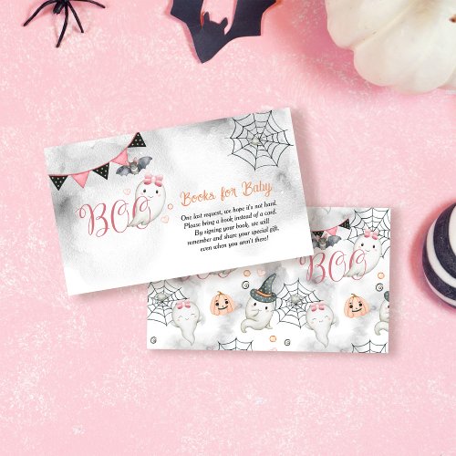 Little Boo Ghost Girl Baby Shower Books for Baby Enclosure Card