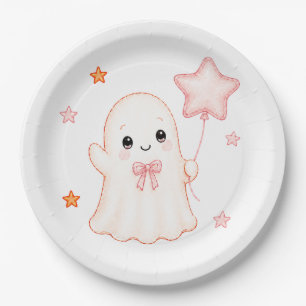 Little Boo Ghost Girl Halloween Baby Shower Paper Plates