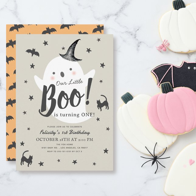 Little Boo Ghost Halloween 1st Birthday Invitation (Creator Uploaded)