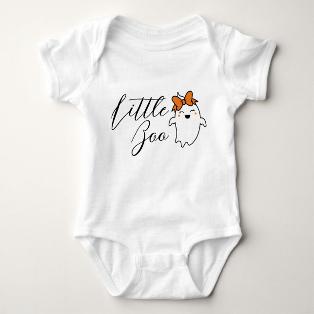 Little Boo Ghost Halloween Baby Baby Bodysuit (Front)