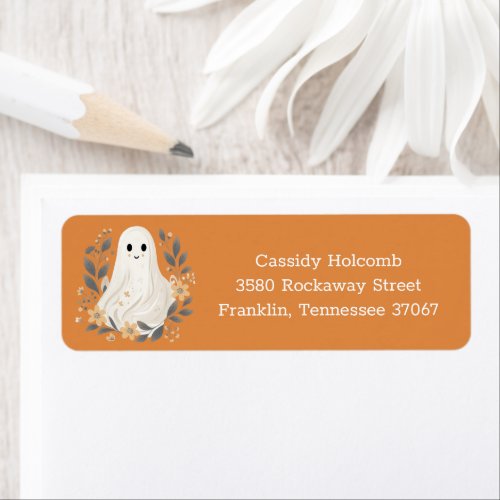 Little Boo Ghost Halloween Baby Shower Address Label