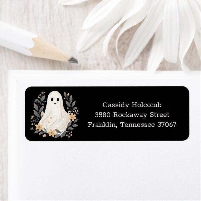 Little Boo Ghost Halloween Baby Shower Address Label (Insitu)