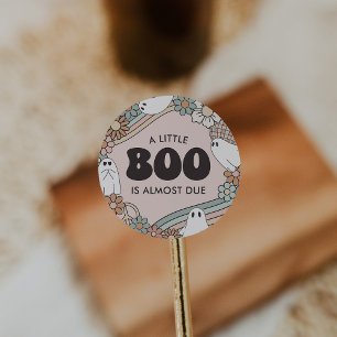 Little Boo Ghost Halloween Baby Shower Classic Round Sticker