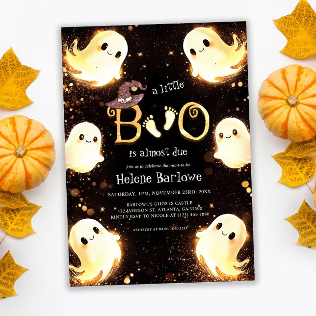 Little Boo Ghost Halloween Baby Shower  Invitation (Little Boo Ghost Halloween Baby Shower Invitation)