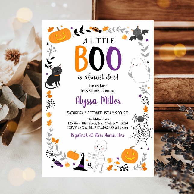 Little Boo Ghost Halloween Baby Shower Invitation (Creator Uploaded)