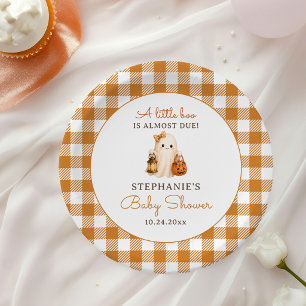 Little Boo Ghost Halloween Baby Shower Paper Plates