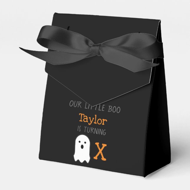 Little Boo Ghost Halloween Birthday Favor Box (Front Side)