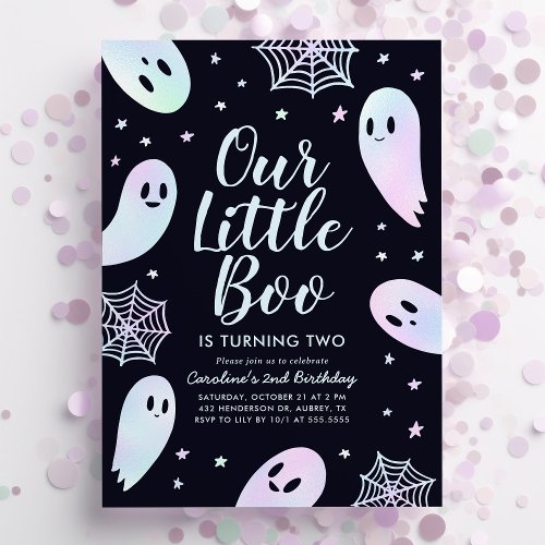 Little Boo Ghost Halloween Birthday Invitation