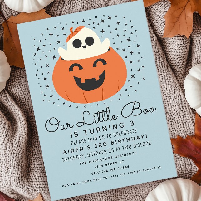 Little Boo Ghost Halloween Boys Cute Birthday Invitation (Creator Uploaded)