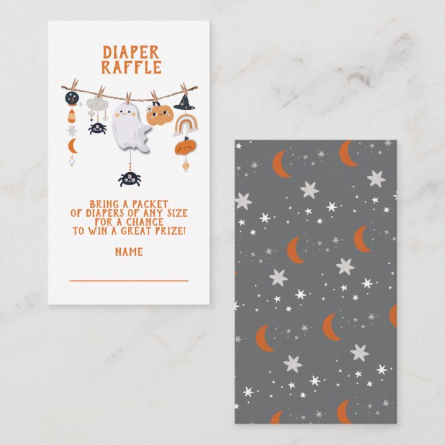 Little Boo Ghost Halloween Diaper Raffle  Business Card (Front/Back)