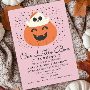 Little Boo Ghost Halloween Girls Birthday Invitation