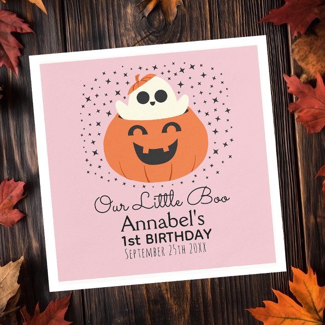 Little Boo Ghost Halloween Girls Birthday Napkins (Creator Uploaded)