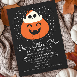 Little Boo Ghost Halloween Kids Cute Birthday Invitation
