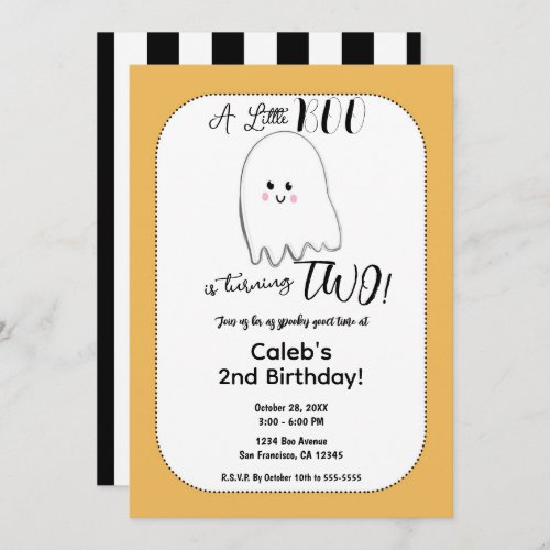 Little Boo Ghost Kids Halloween Birthday Party Invitation