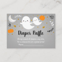 Little Boo Ghost Neutral Baby Shower Diaper Raffle Enclosure Card