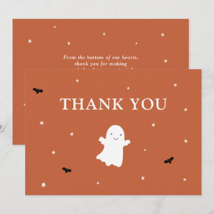 Little Boo Ghost Orange Baby Shower Thank You Card
